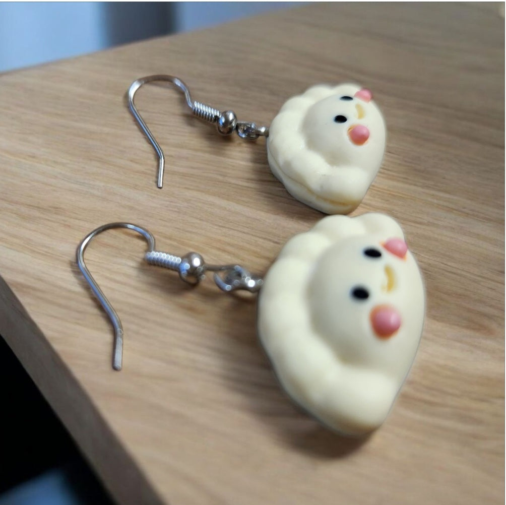 Polish Folk Smiley Pierogi Dumplings Earrings