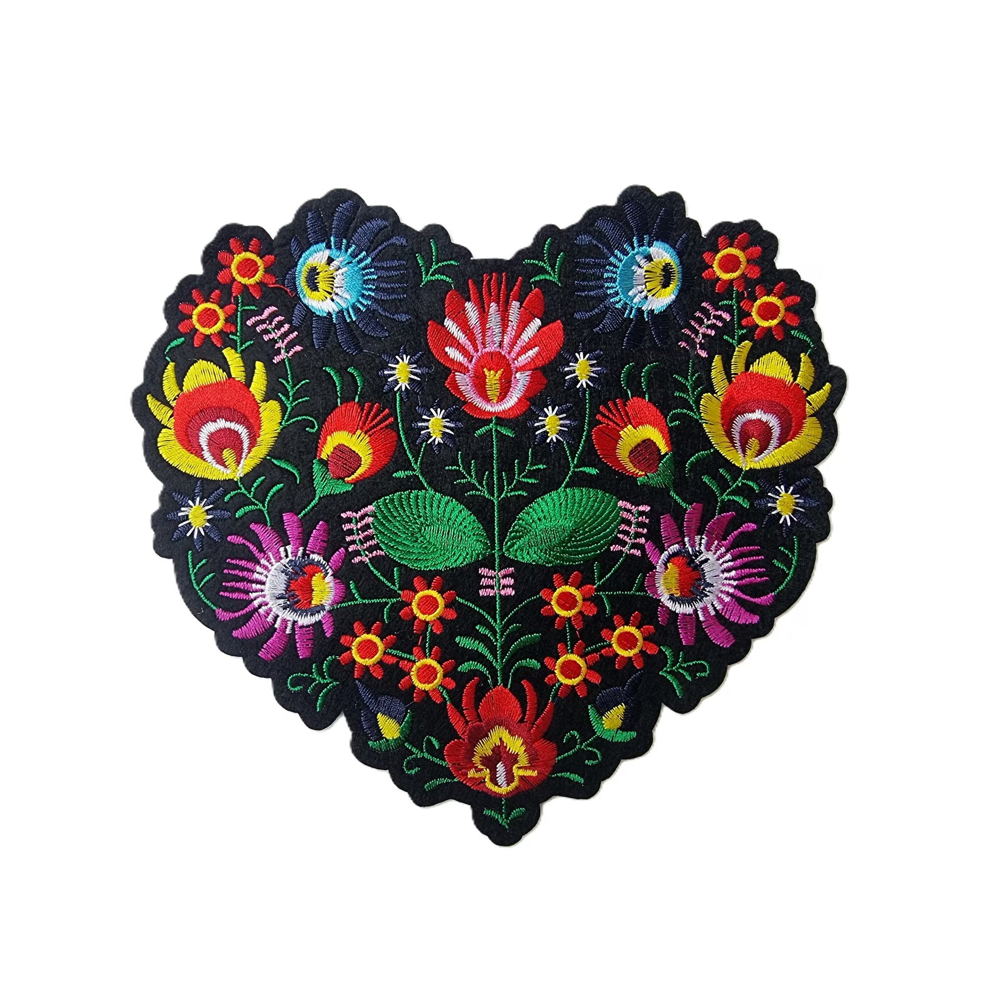 Large Polish Folk Art Heart Iron on Sew on Patch