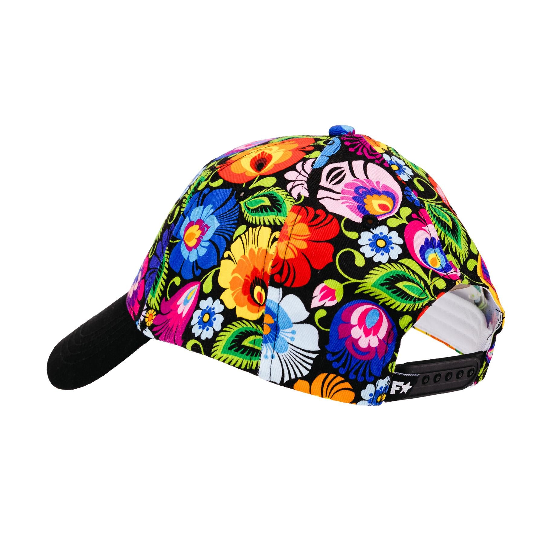 Polish Folk Art Floral Baseball Cap (Lowicz Black)