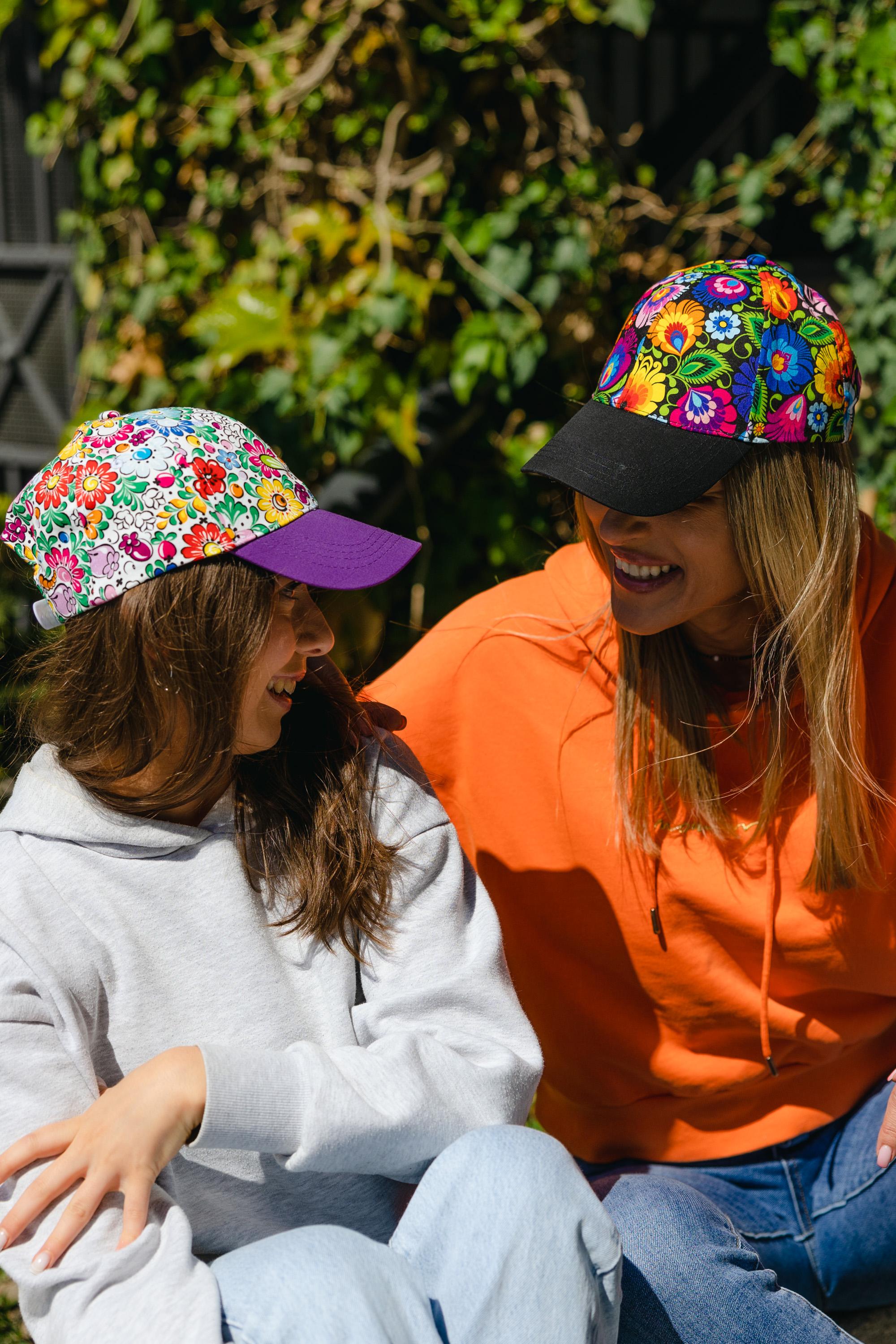 Polish Folk Art Floral Baseball Cap (Lowicz Black)