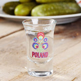 Polska Poland Lowicz Folk Art Shot Glasses, Set of 4