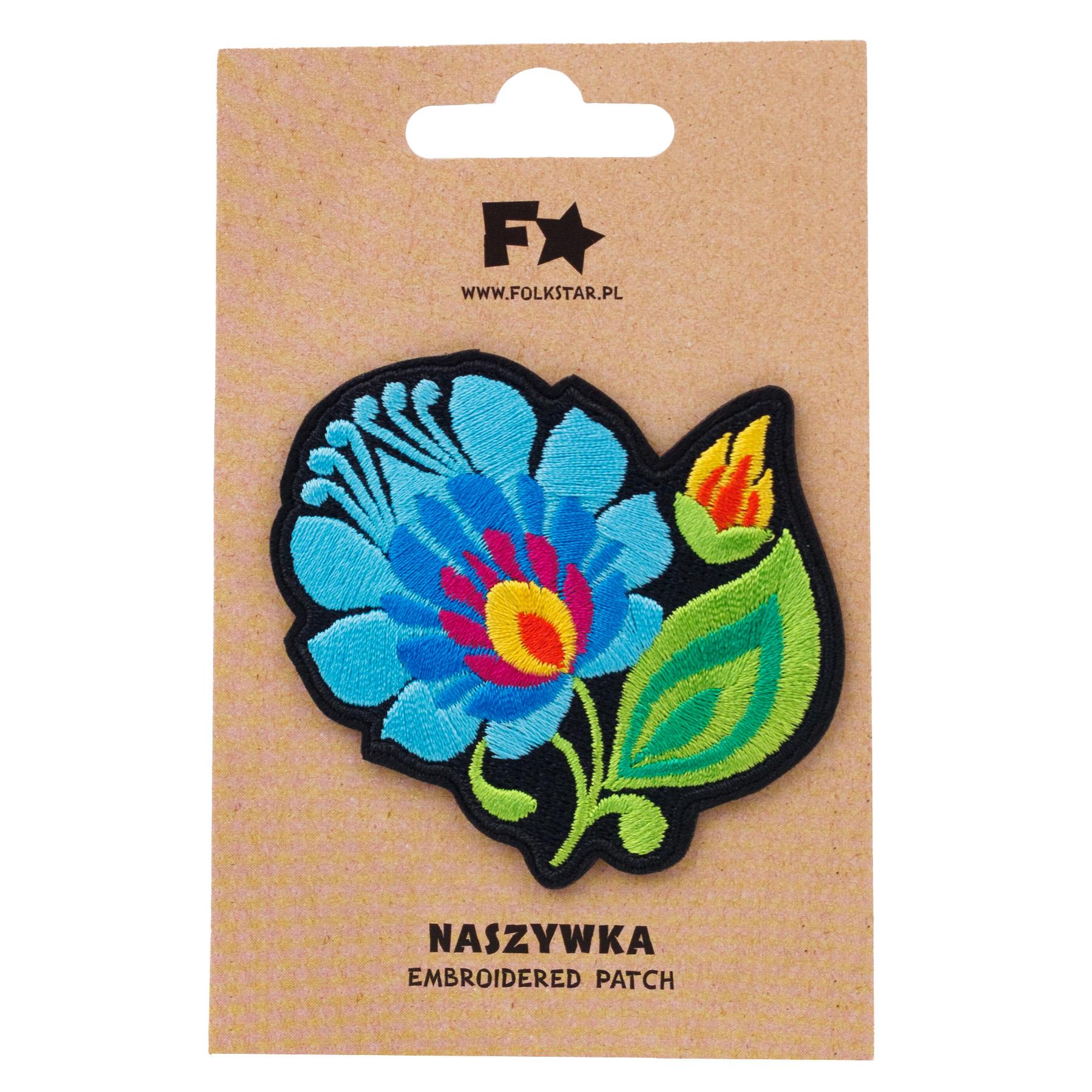 Polish Folk Art Iron on Patch (Blue Folk Flower)