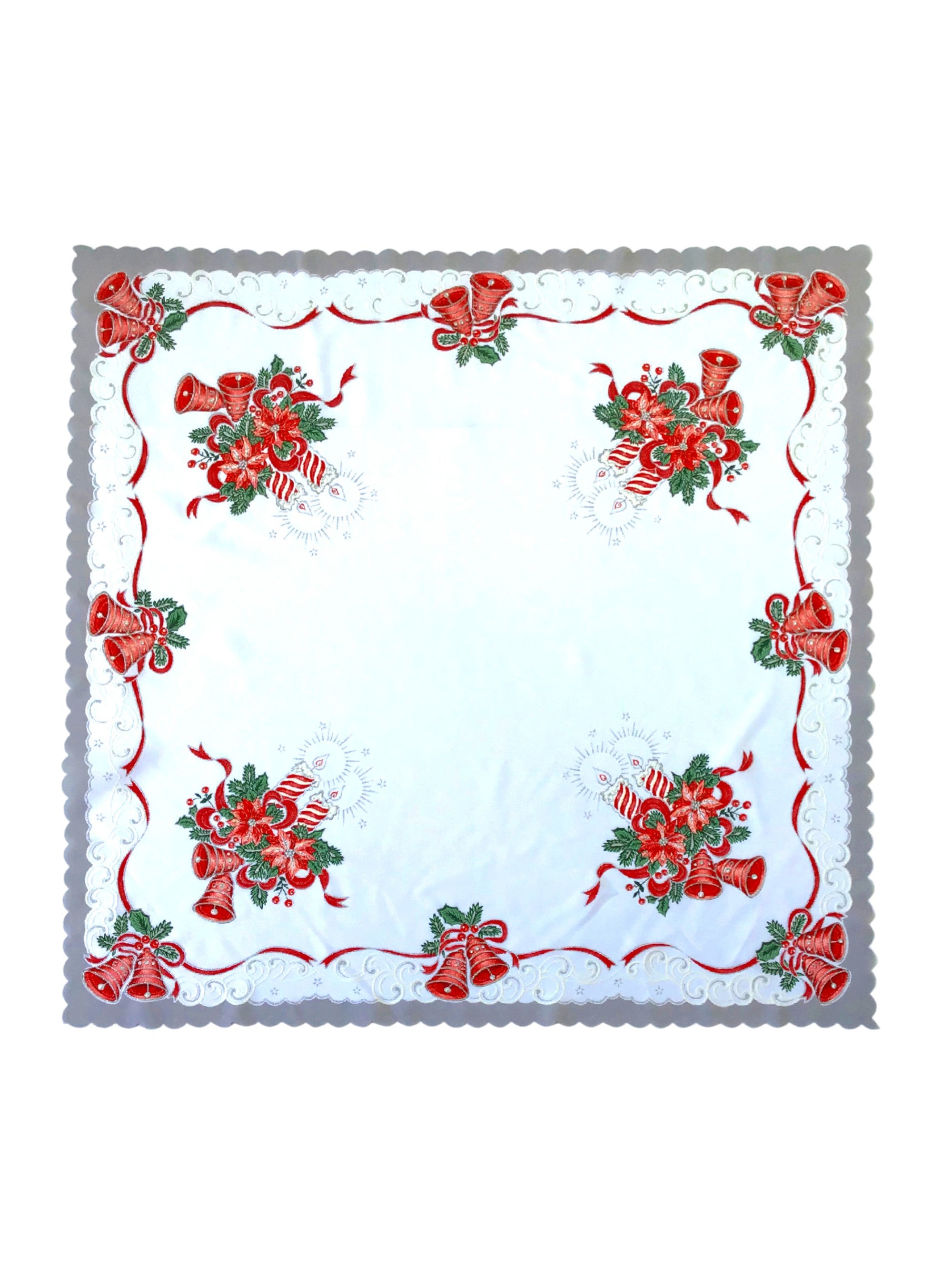 Polish Two-Toned Christmas Table Square Topper 33.5"x 33.5"
