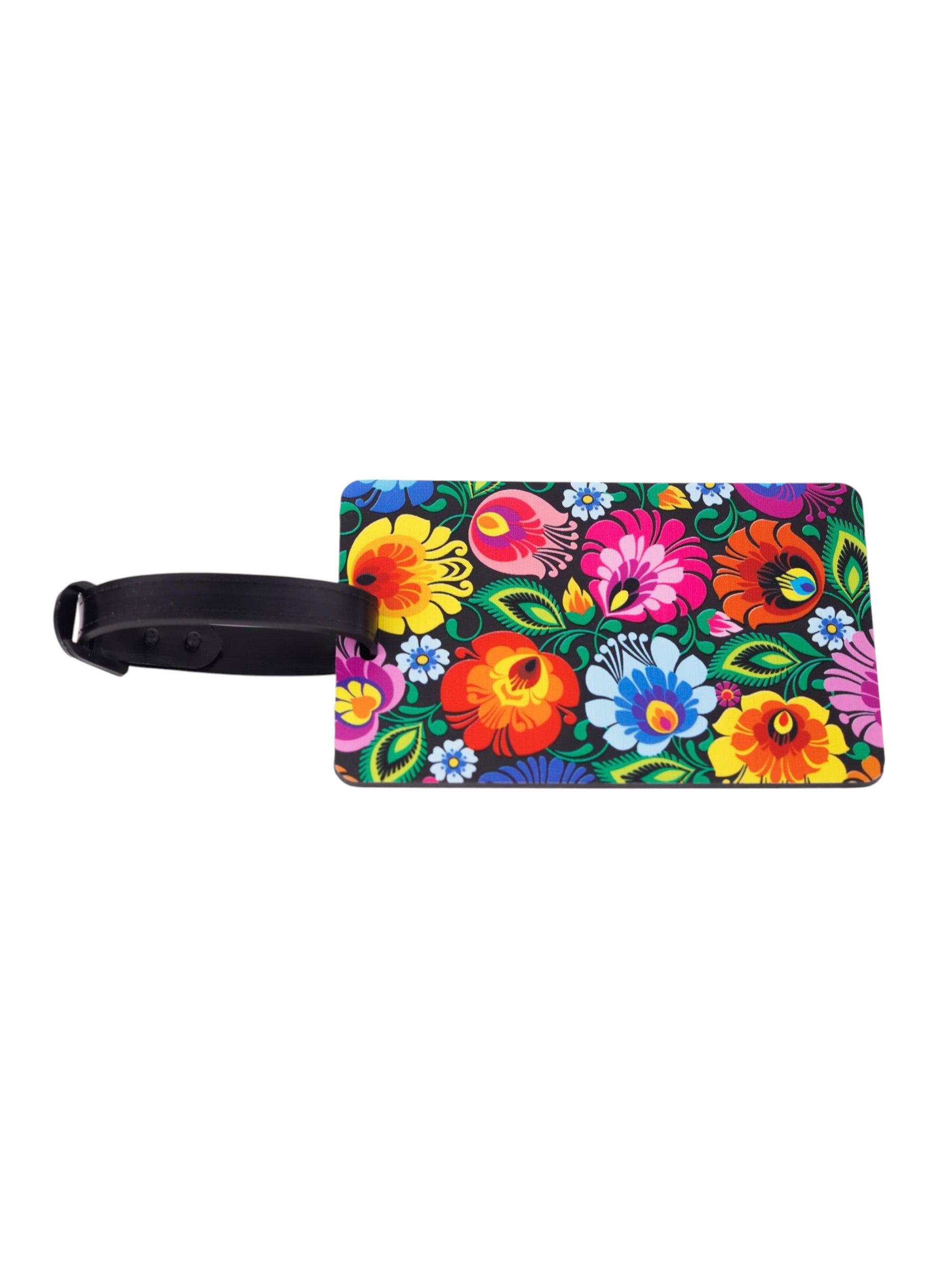 Polish Folk Art Floral Luggage Tag (Black Lowicz)
