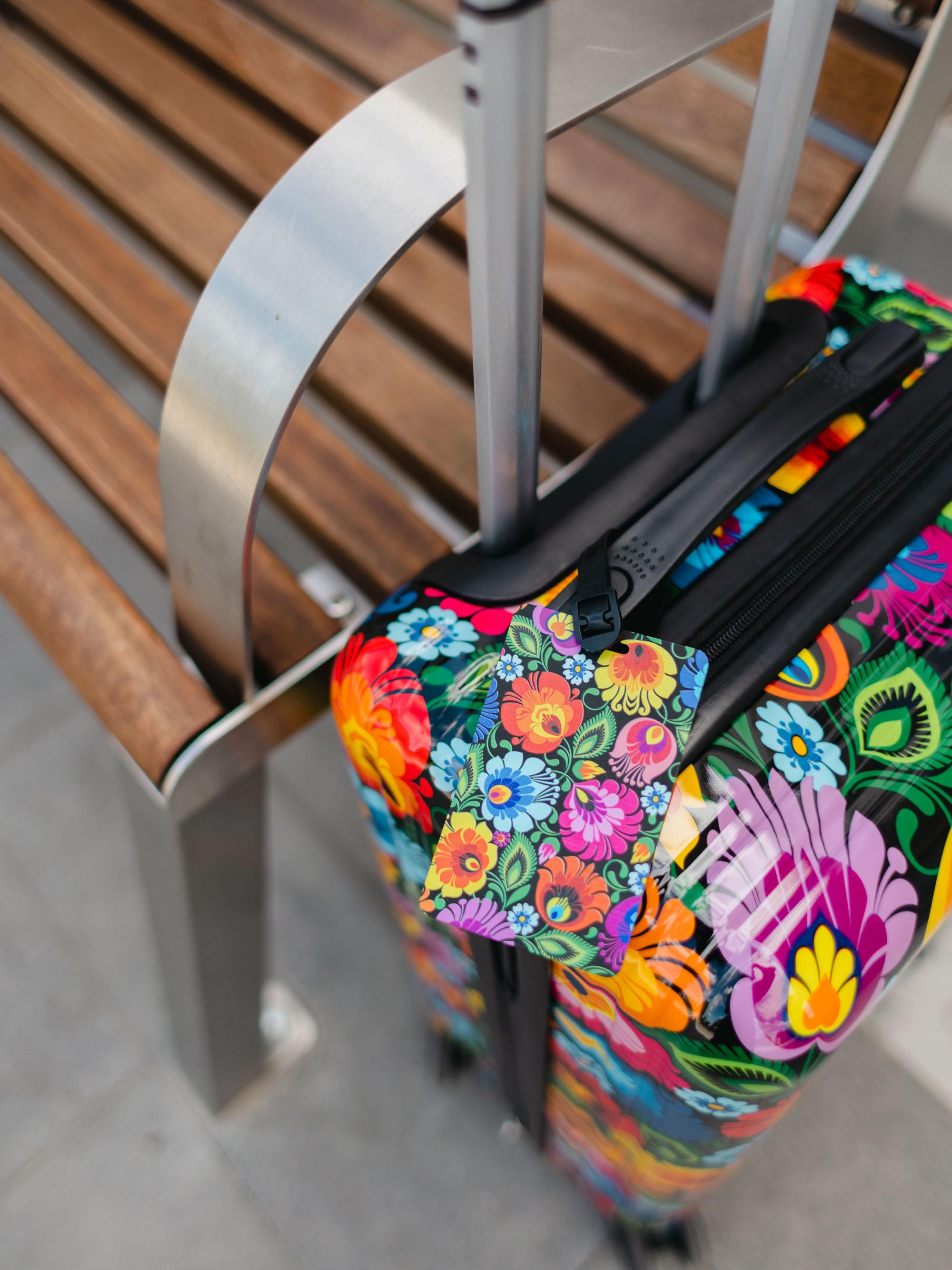 Polish Folk Art Floral Luggage Tag (Black Lowicz)