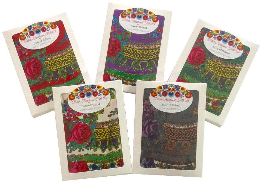 Traditional Polish Folk Head Scarf - Cotton Collection, Purple