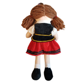 Large 16" Soft Plush Polish Folk Doll in Kashubian Costume, Brunette in Red Skirt