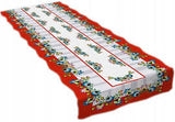 Polish Red Folk Art Table Runner Linen Topper 59" x 15.75"