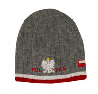 Knitted Polska Winter Hat with White Eagle & Flag