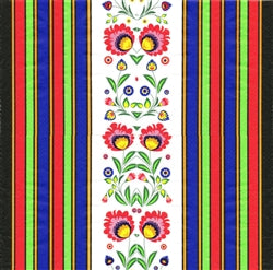 Polish Striped Lowicz Flowers Folk Art Luncheon Napkins, Set of 20