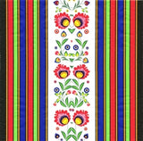 Polish Striped Lowicz Flowers Folk Art Luncheon Napkins, Set of 20