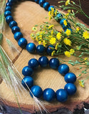 Handmade Wooden Bead Necklace and Bracelet Set (Korale Goralskie)- Turquoise