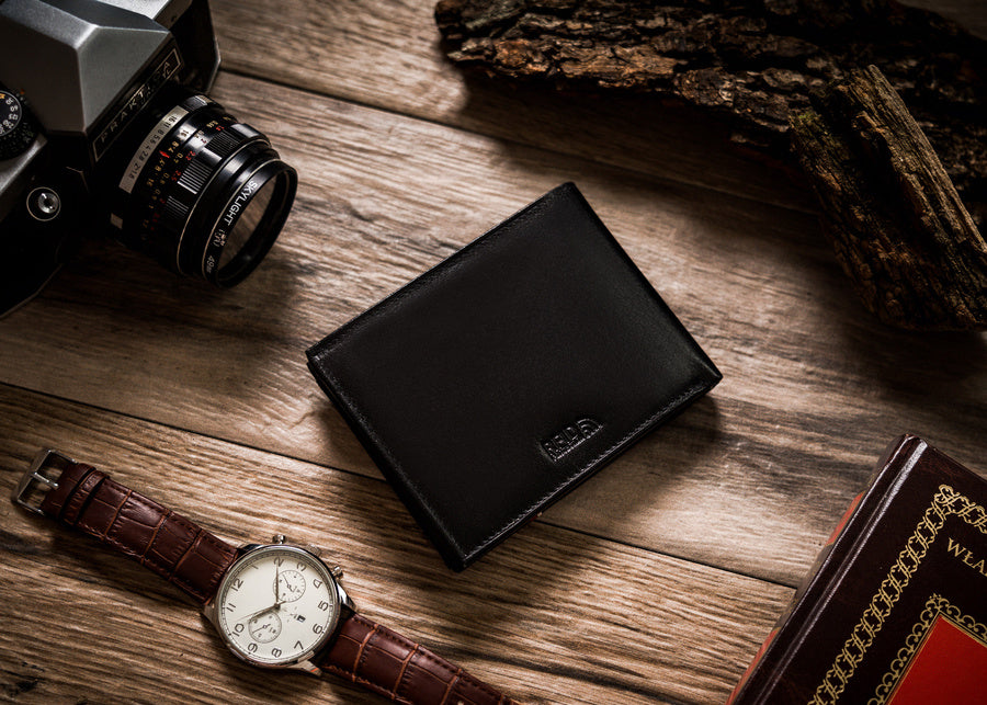 Horizontal Leather Wallet Embossed with Polish Eagle & White and Red Trim