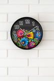 Polish Folk Art Wall Clock - Floral Black
