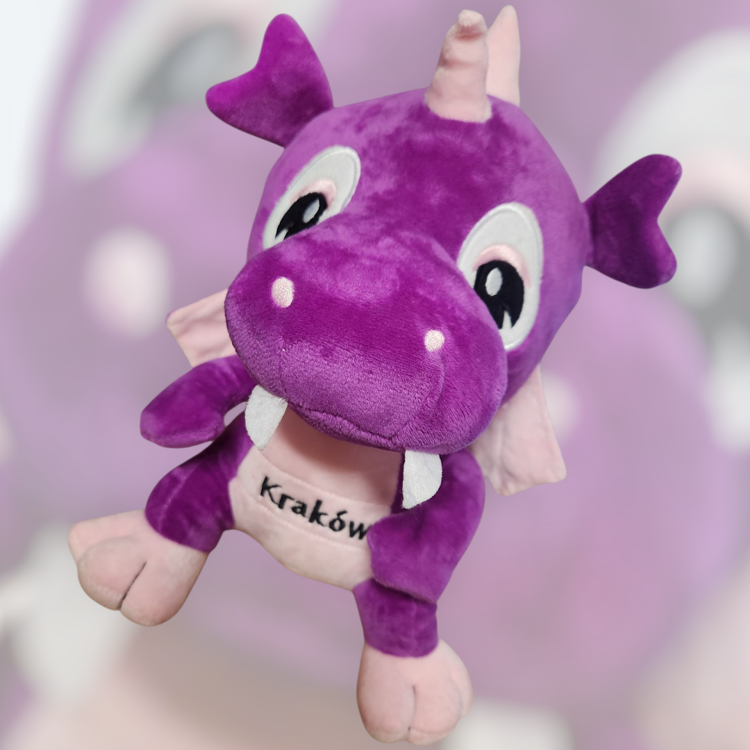Large Poland Krakow Wawel Dragon Plush Toy, Purple 12"