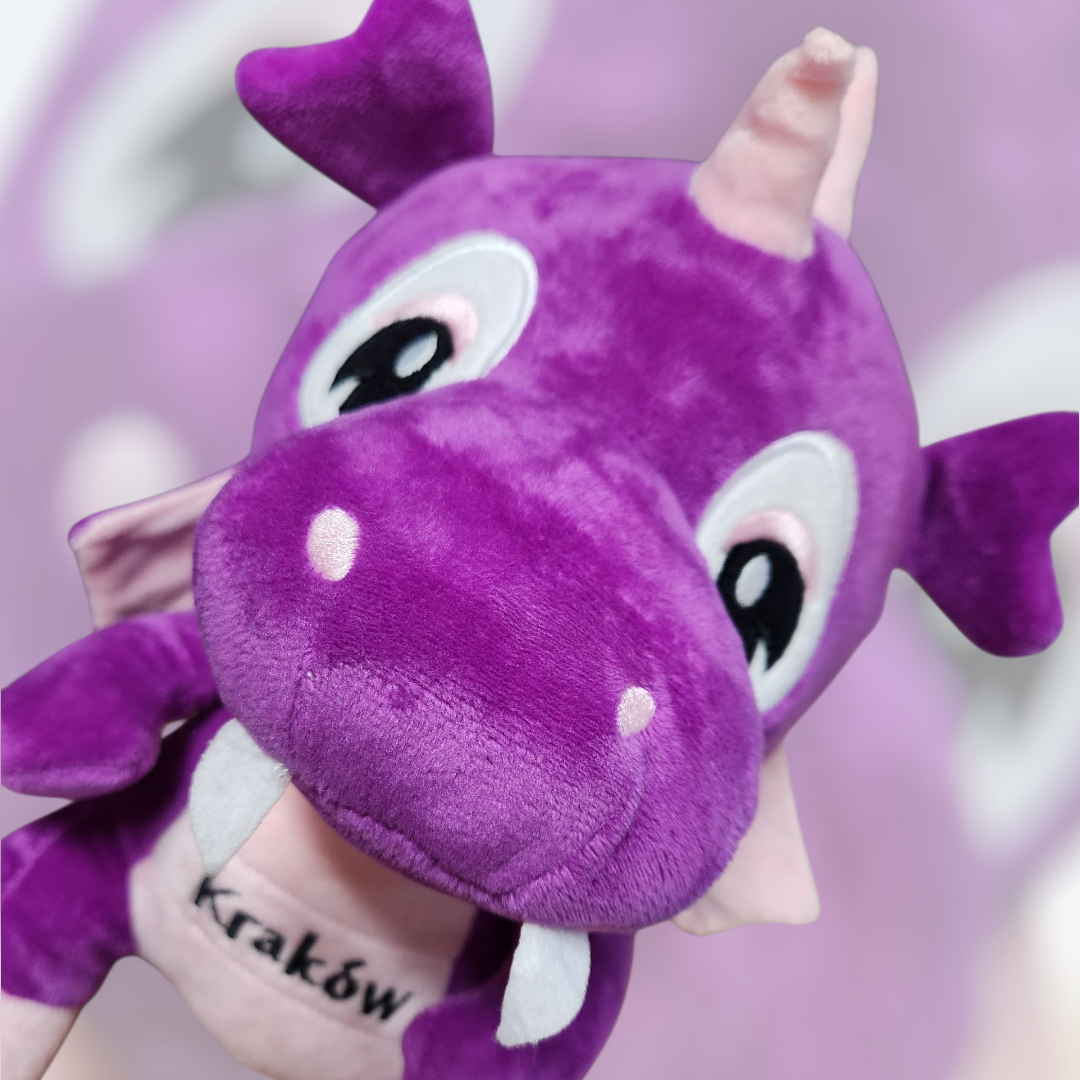 Large Poland Krakow Wawel Dragon Plush Toy, Purple 12"