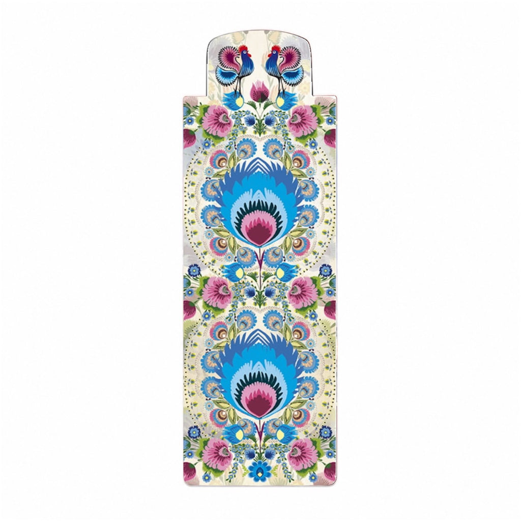 Polish Folk Art Magnetic Bookmark - Lowicz Teal Blue Flowers