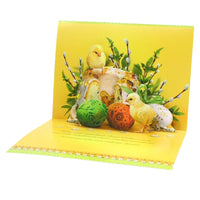 Large Traditional 3D Pop-Up Polish Easter Greeting Card - Babka Cake with Eggs & Chicks