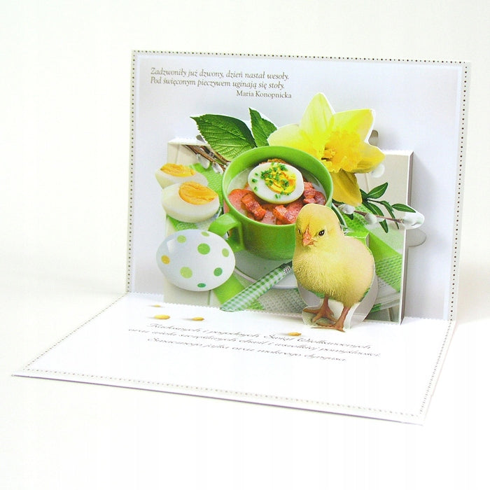 Large Traditional 3D Pop-Up Polish Easter Greeting Card - Easter Zurek Dish