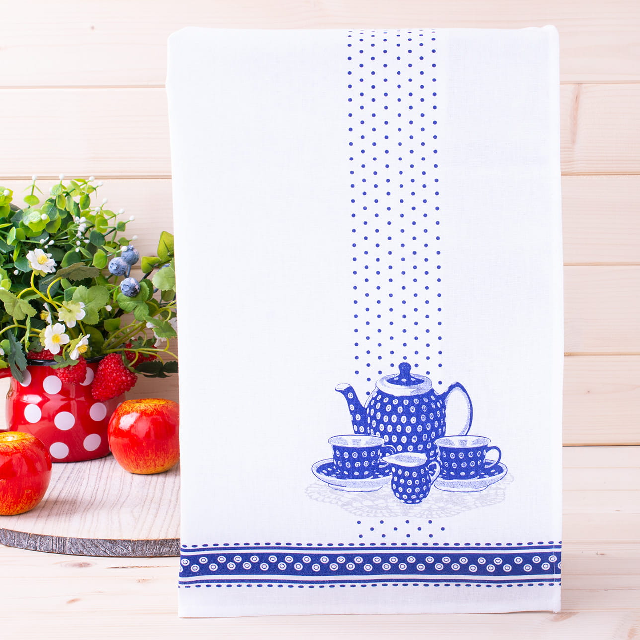Polish Pottery Oven Mitt, Pot Holder & Kitchen Towel Set (Blue)