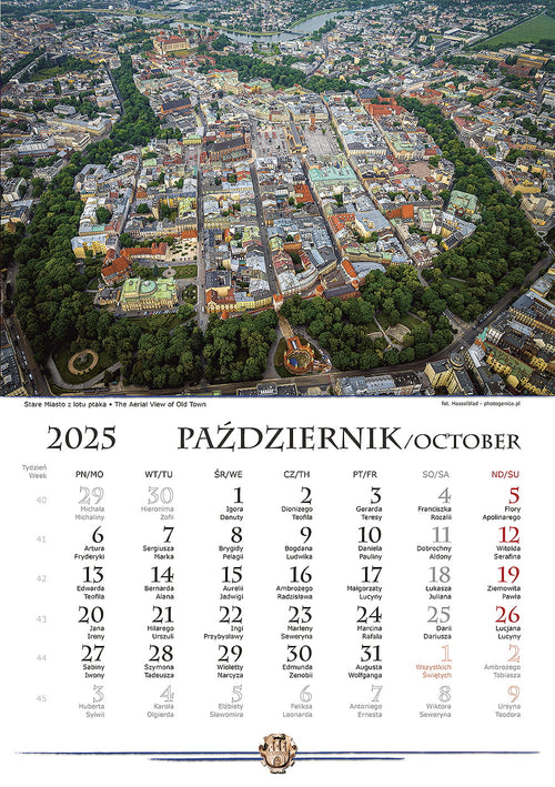 2025 Polska Poland KRAKOW Landscape Wall Calendar (Bilingual)