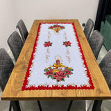 Polish Christmas Ornamental Poinsettia Table Runner 20"x 39"