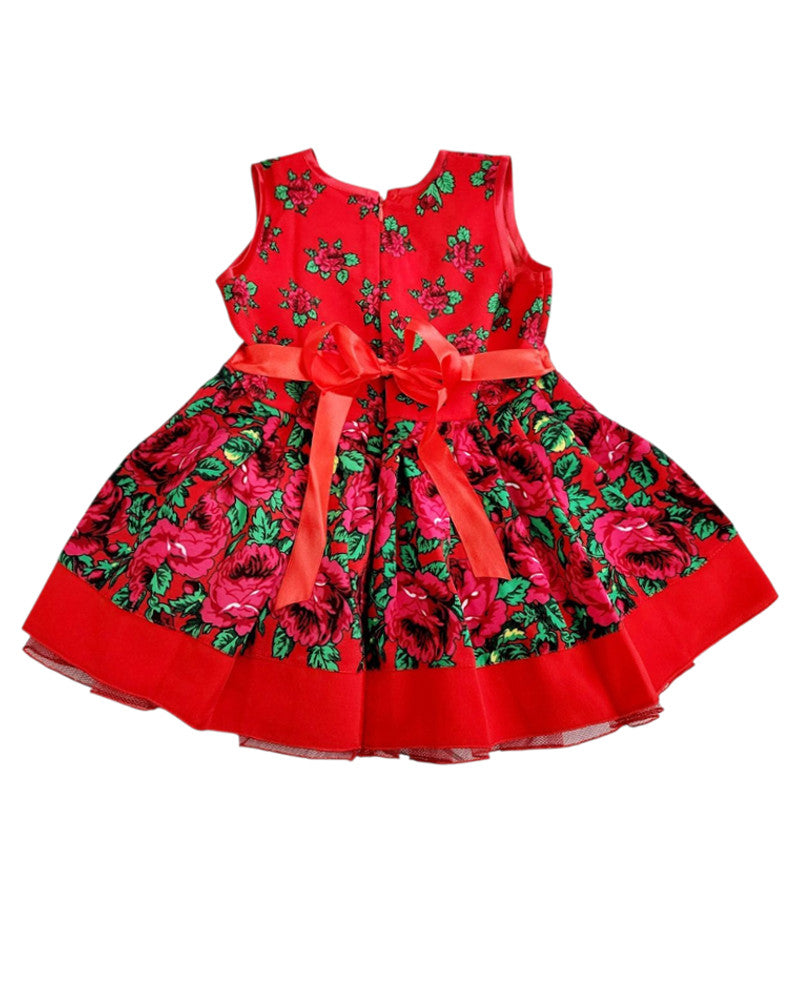 polish dress Handmade Baby Girl Toddler Polish Floral Folk Art Dress, Red S (3-4 Ye – Taste of Poland