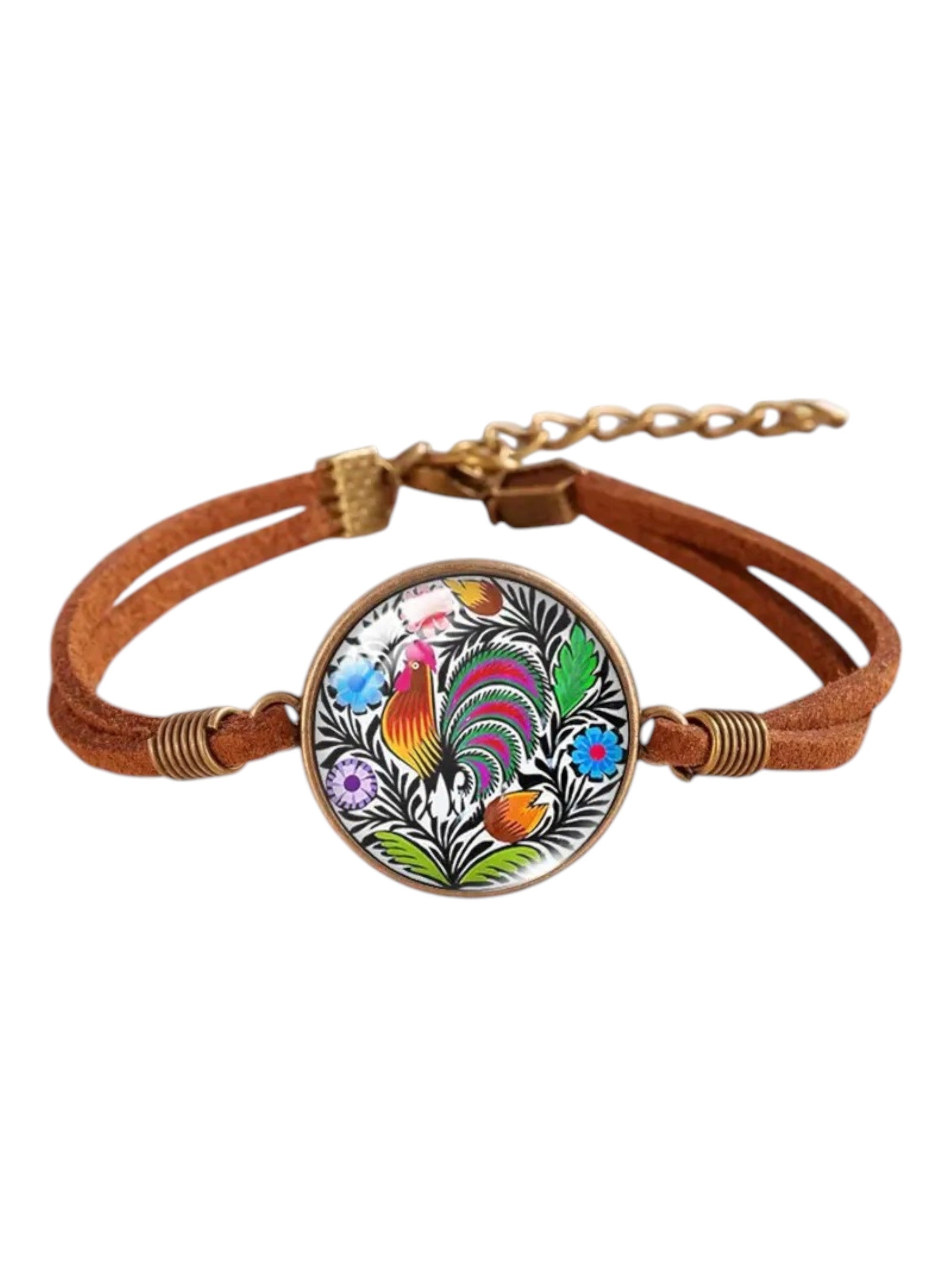 Polish Folk Art Faux Leather Bracelet (Lowicz Rooster)