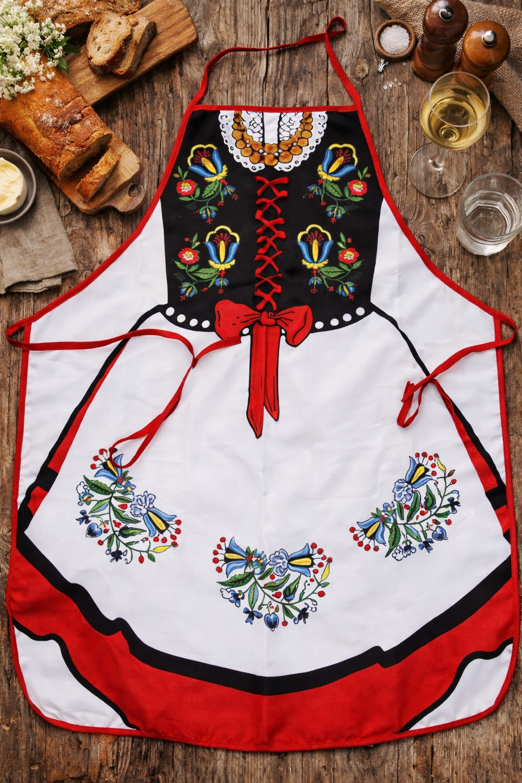 Polish Kashubian Folk Art Costume Kitchen Apron