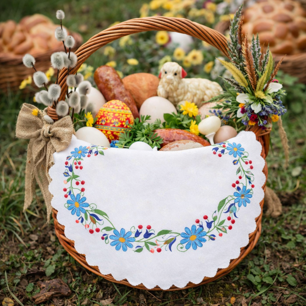 Polish Traditional Kashubian Flowers Doily