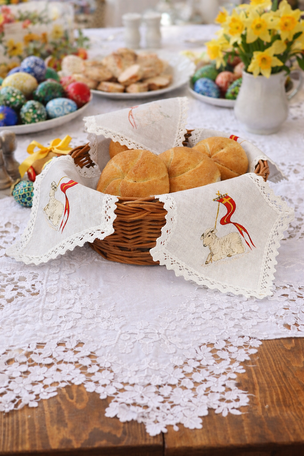 Polish Traditional Lamb Bread Basket Liner Bun Warmer Doily