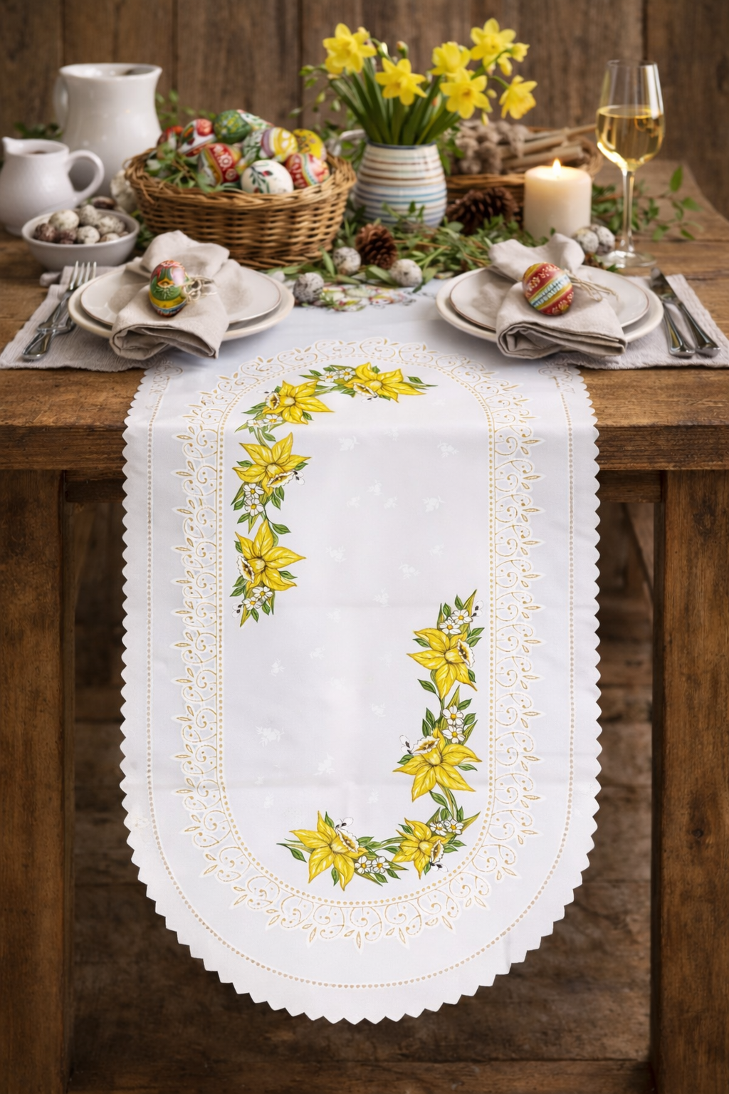 Polish Traditional Easter Eggs Table Runner 37"x18"