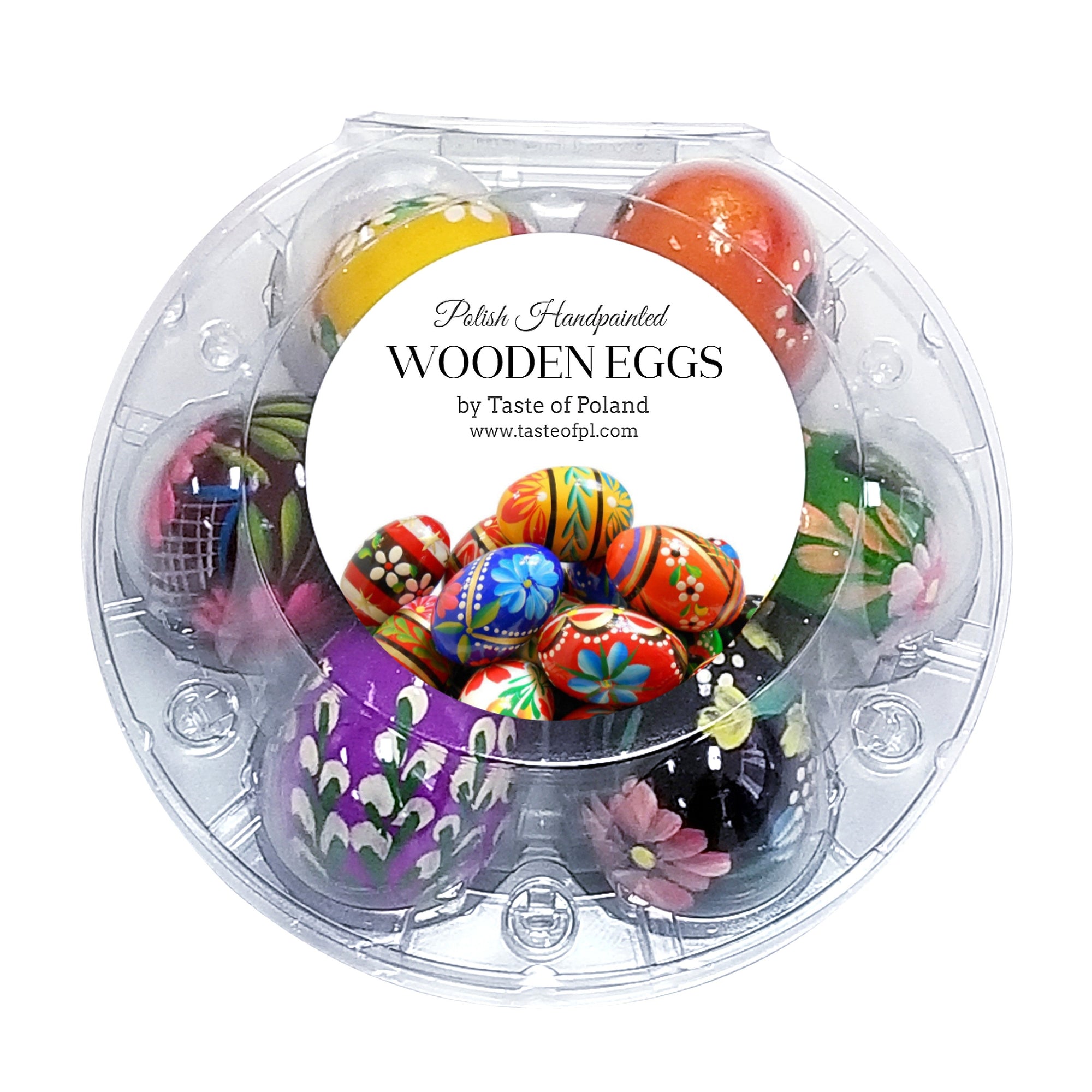 6 Easter Handpainted Wooden Eggs (Pisanki) + 10 Egg Sleeves