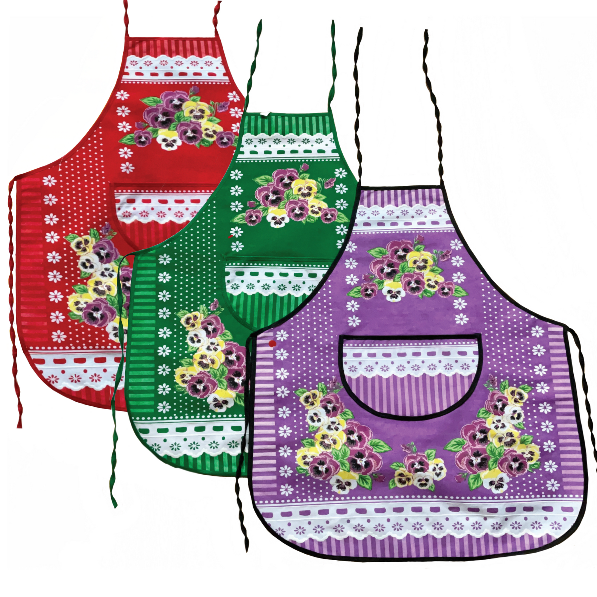 Polish Floral Kitchen Apron (Pansies Flowers)