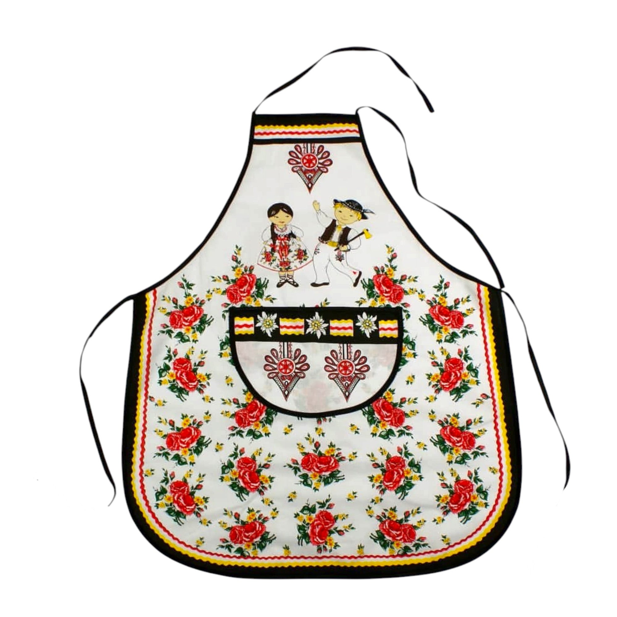 Polish Folk Art Highlander Kitchen Apron (White)