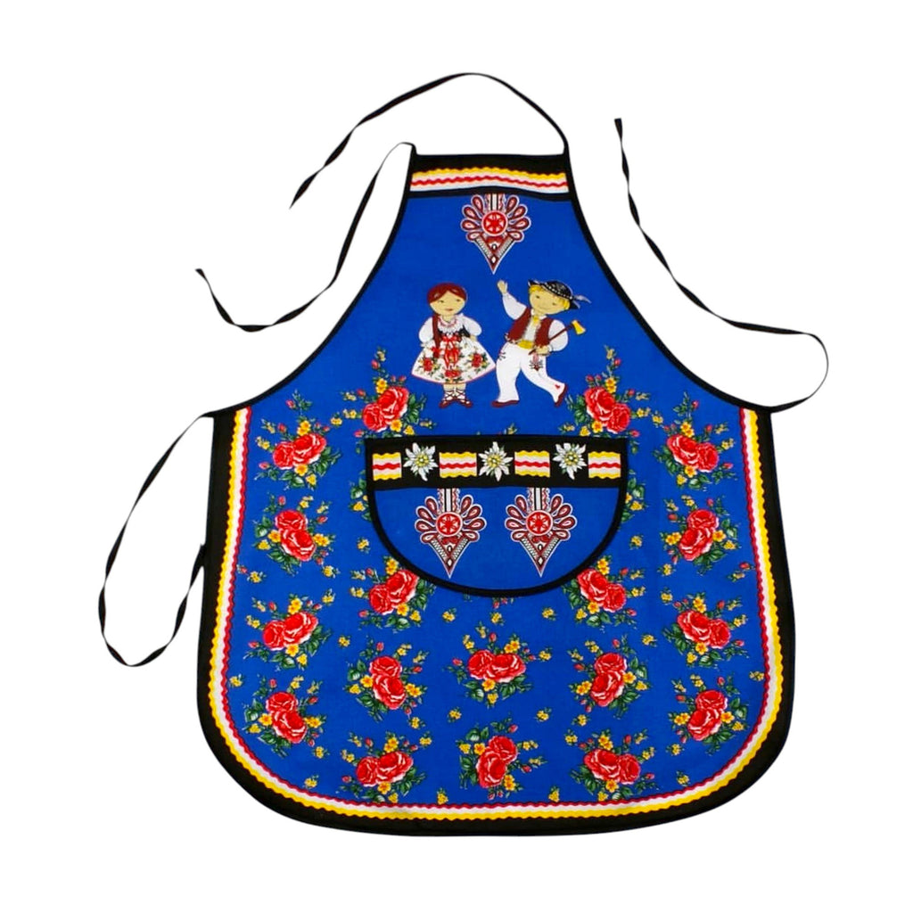 Polish Folk Art Highlander Kitchen Apron (Blue)