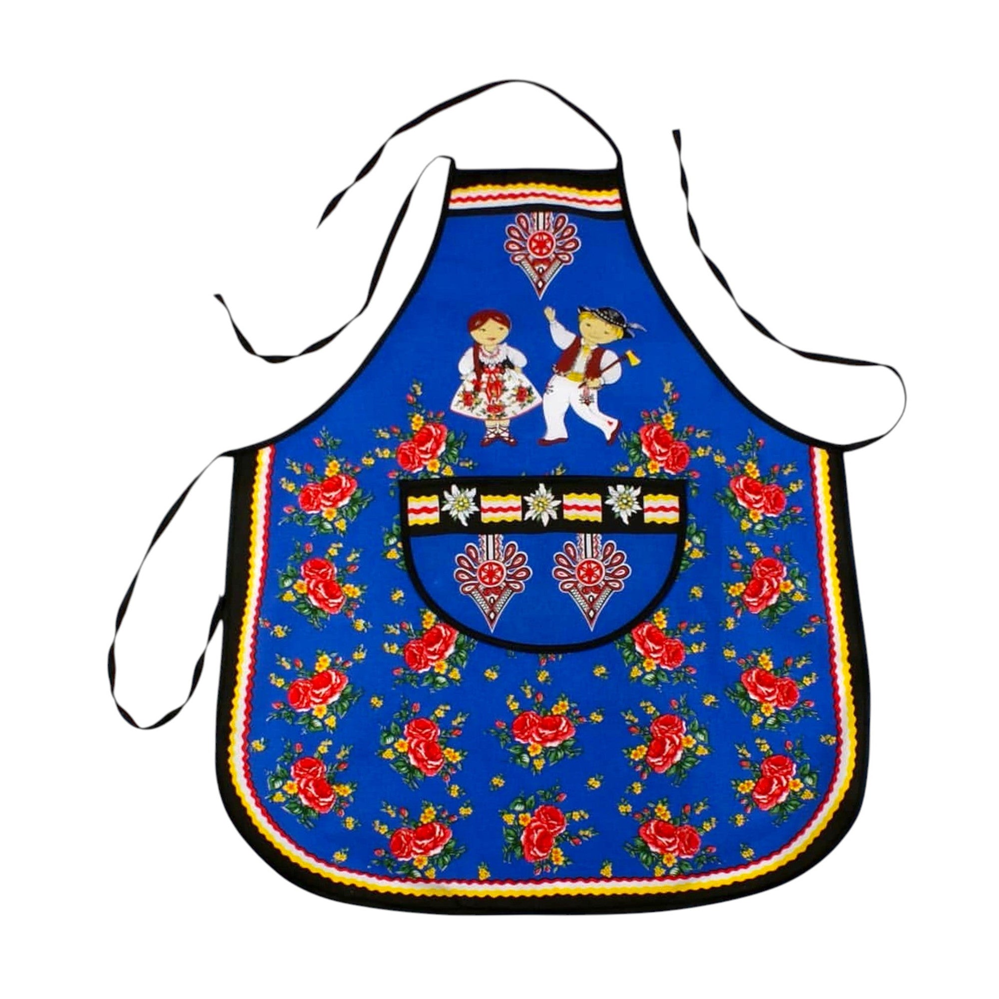 Polish Folk Art Highlander Kitchen Apron (Blue)