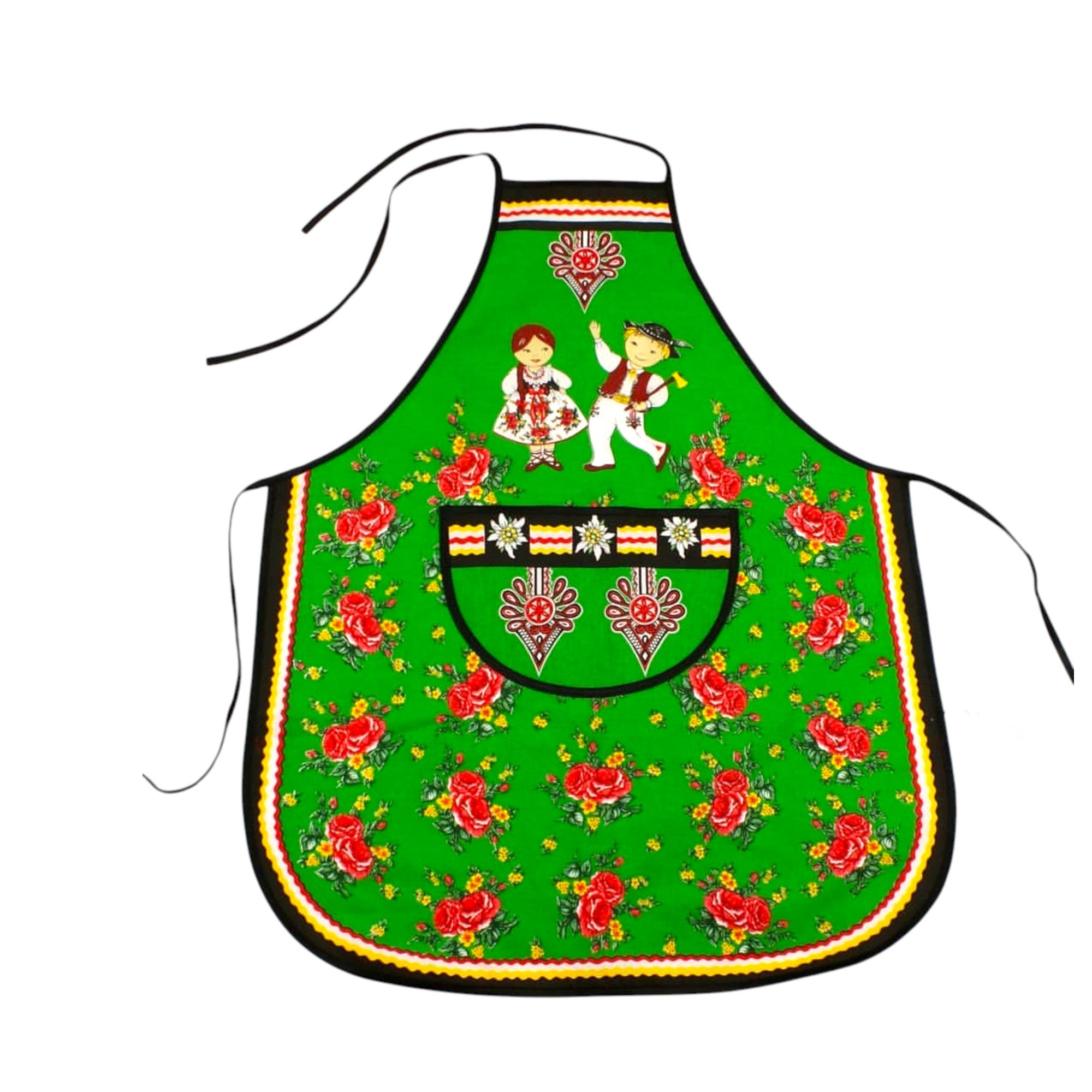 Polish Folk Art Highlander Kitchen Apron (Green)