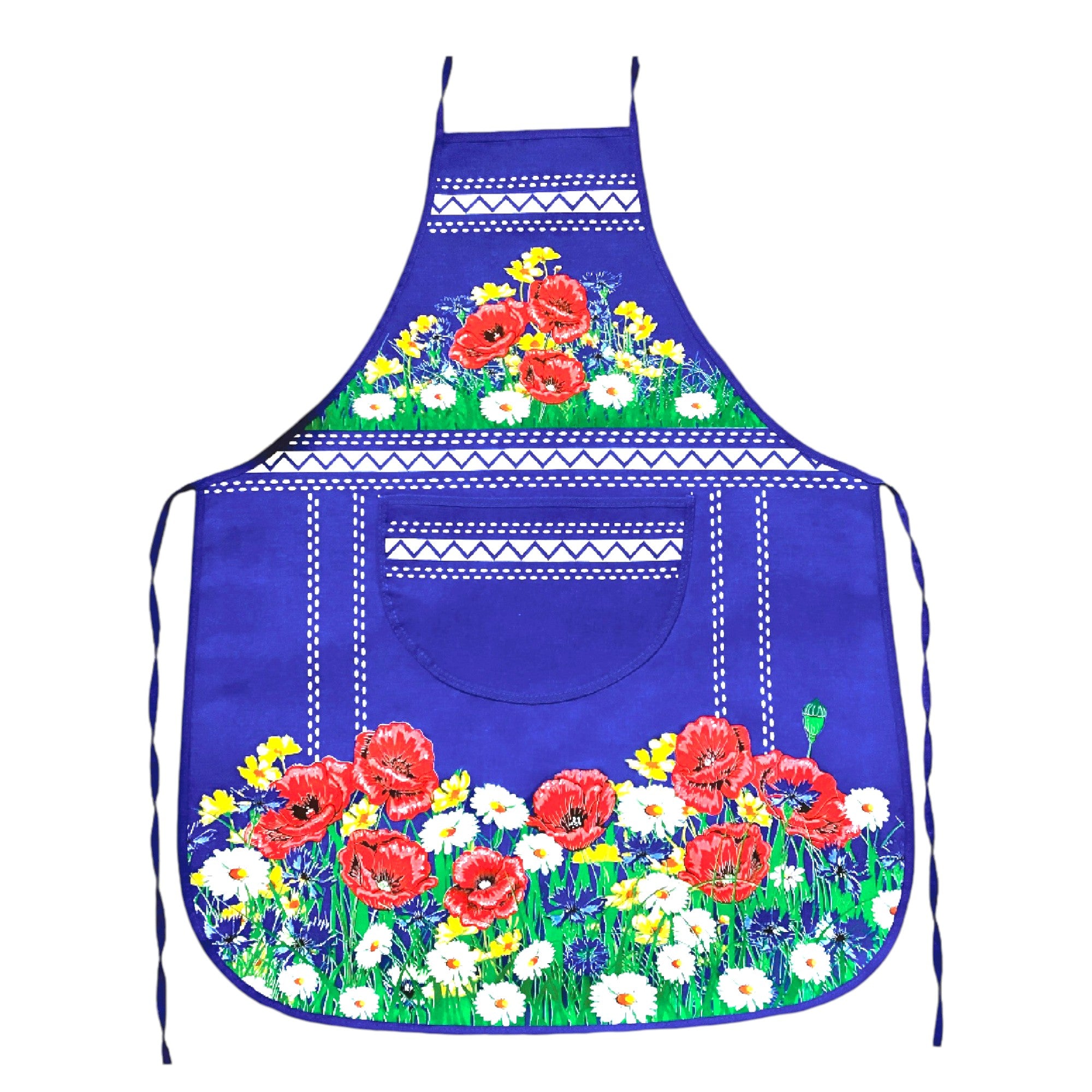 Polish Floral Kitchen Apron Poppies Wildflowers (Navy)