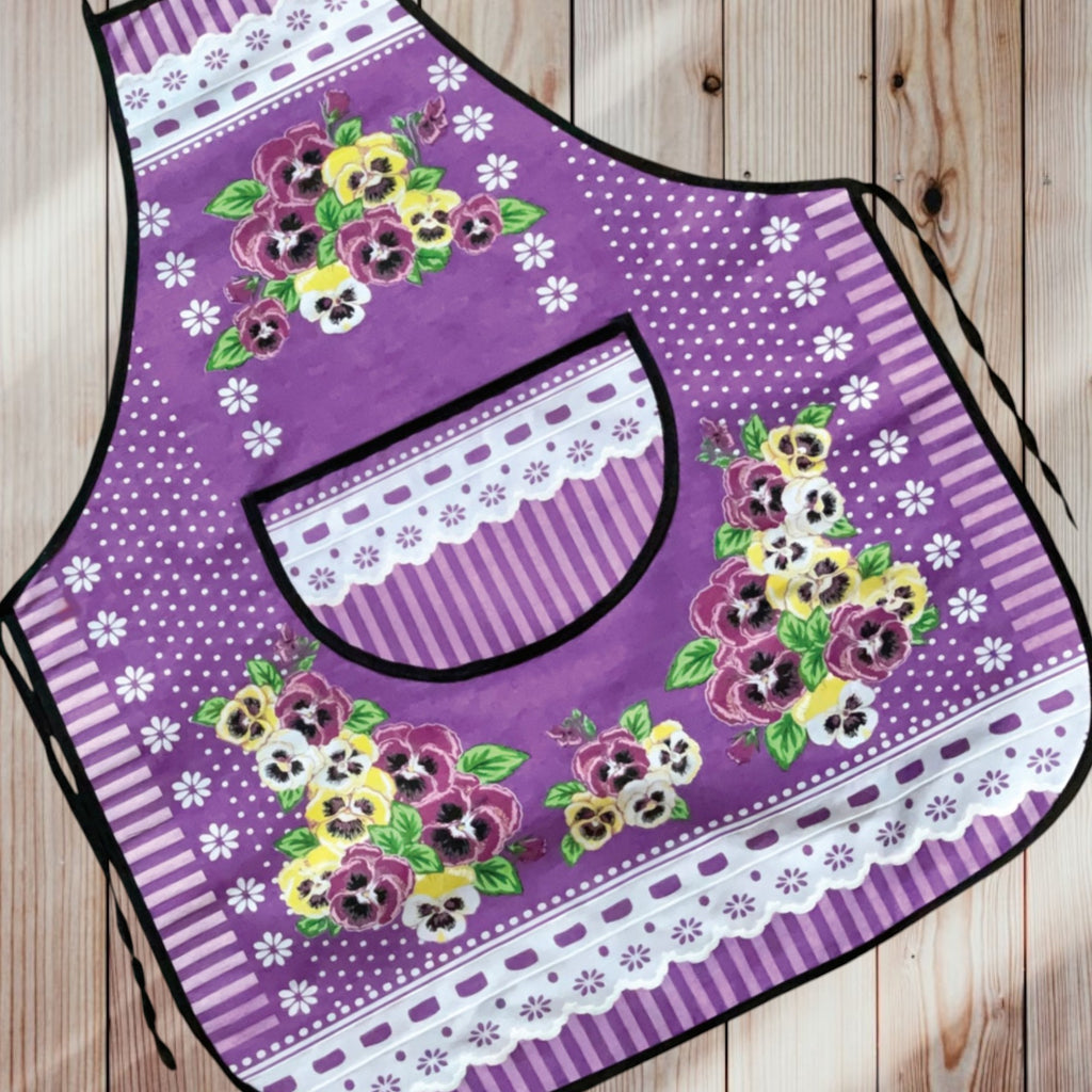 Polish Floral Kitchen Apron (Pansies Flowers)