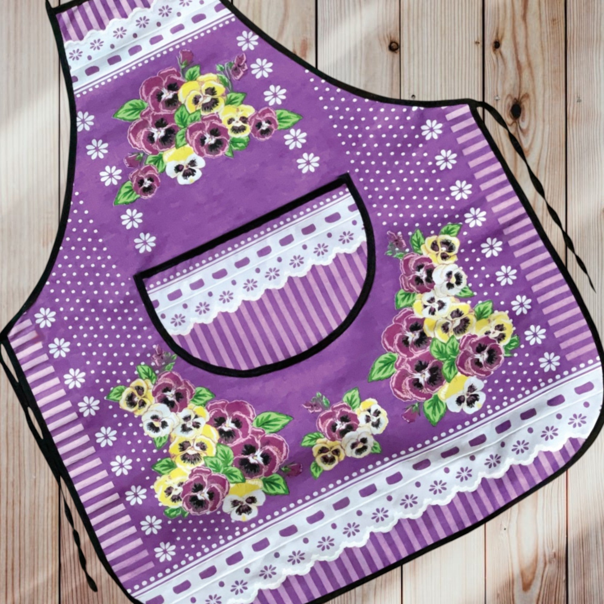 Polish Floral Kitchen Apron (Pansies Flowers)