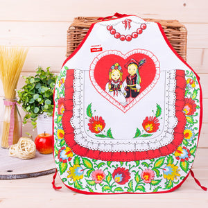 Polish Folk Art Lowicz Flowers Krakow Dancers Kids Kitchen Apron