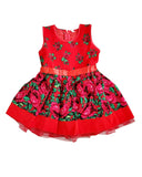 Handmade Baby Girl Toddler Polish Floral Folk Art Dress, Red S (3-4 Years)