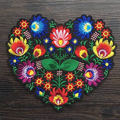 Large Polish Folk Art Heart Iron on Sew on Patch