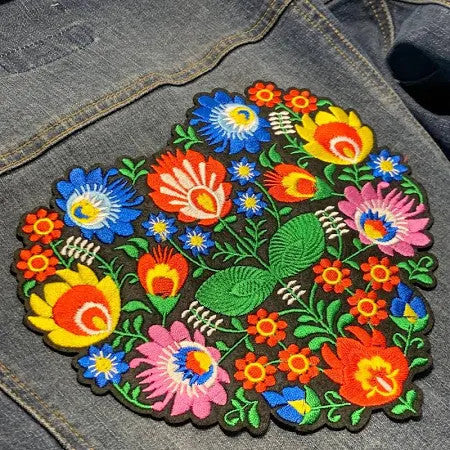 Large Polish Folk Art Heart Iron on Sew on Patch