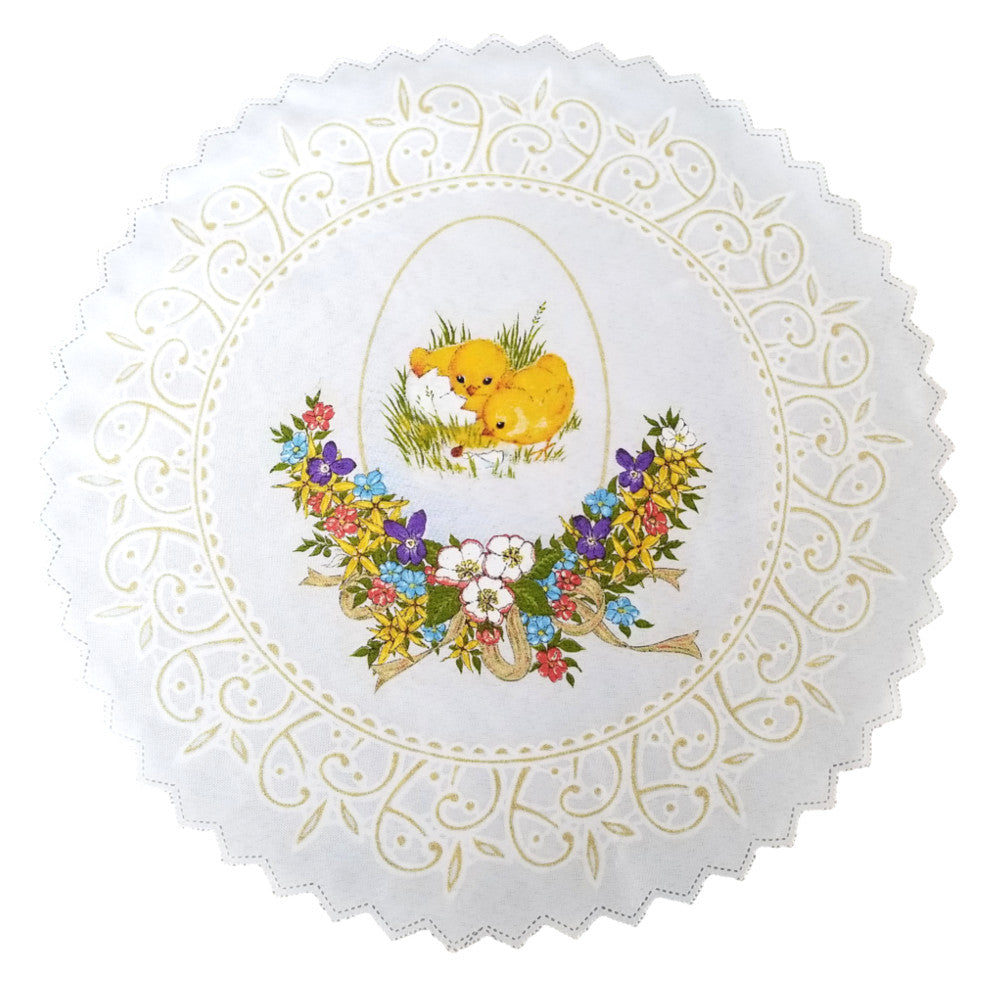 Polish Traditional Easter Chicks Doily Basket Cover