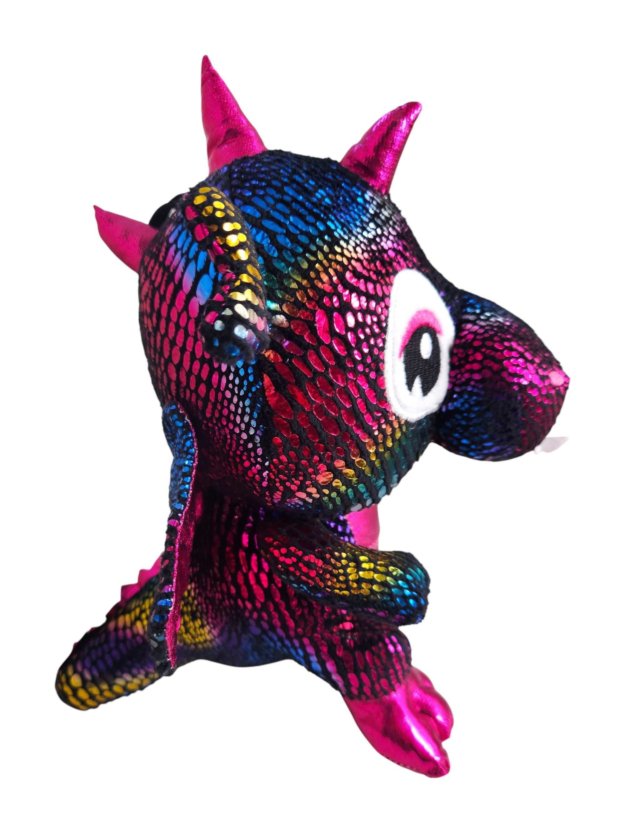 Medium Poland Krakow Wawel Dragon Plush Toy, Black Rainbow 10"