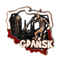 Poland's Contours & Gdansk Landmarks Metal Magnet