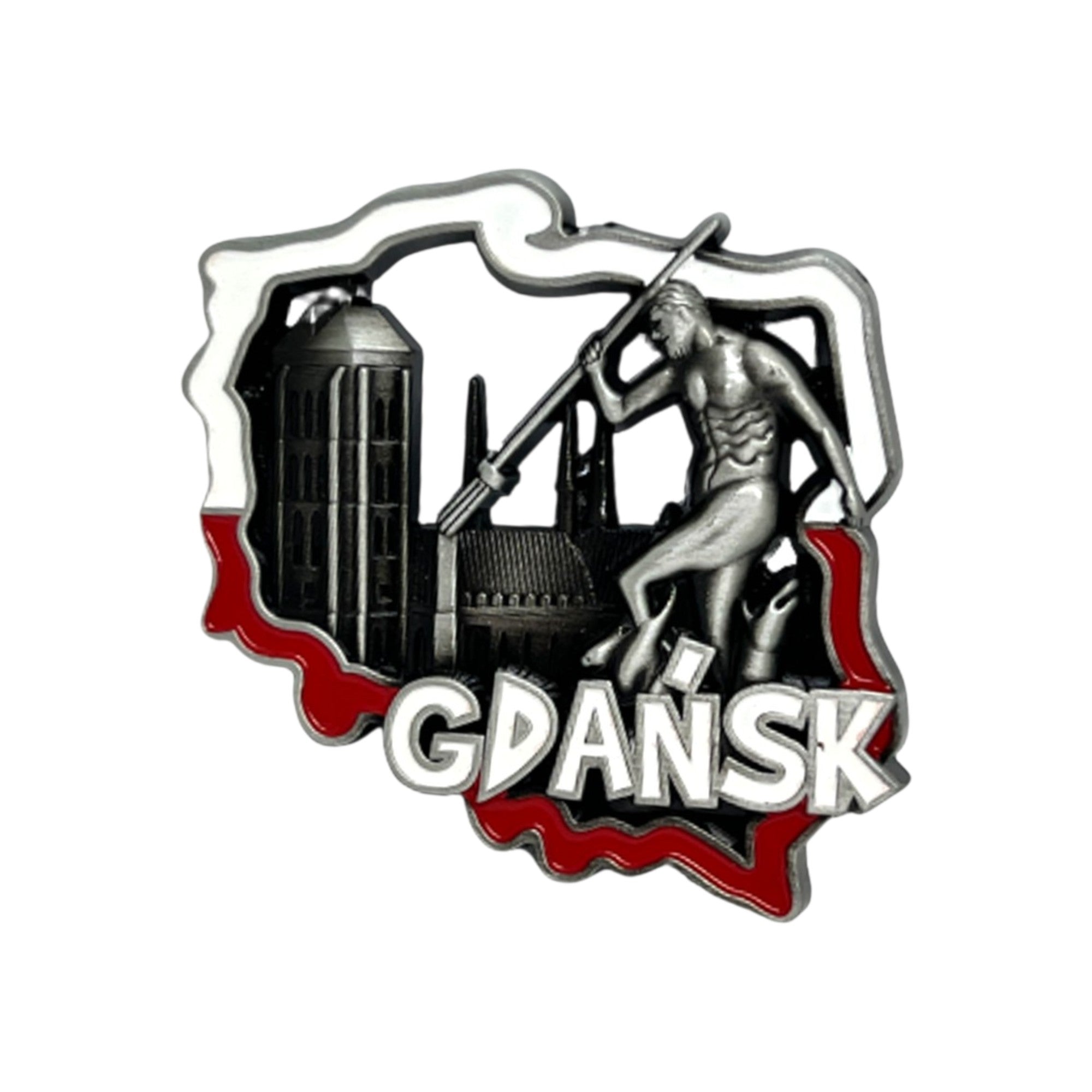 Poland's Contours & Gdansk Landmarks Metal Magnet