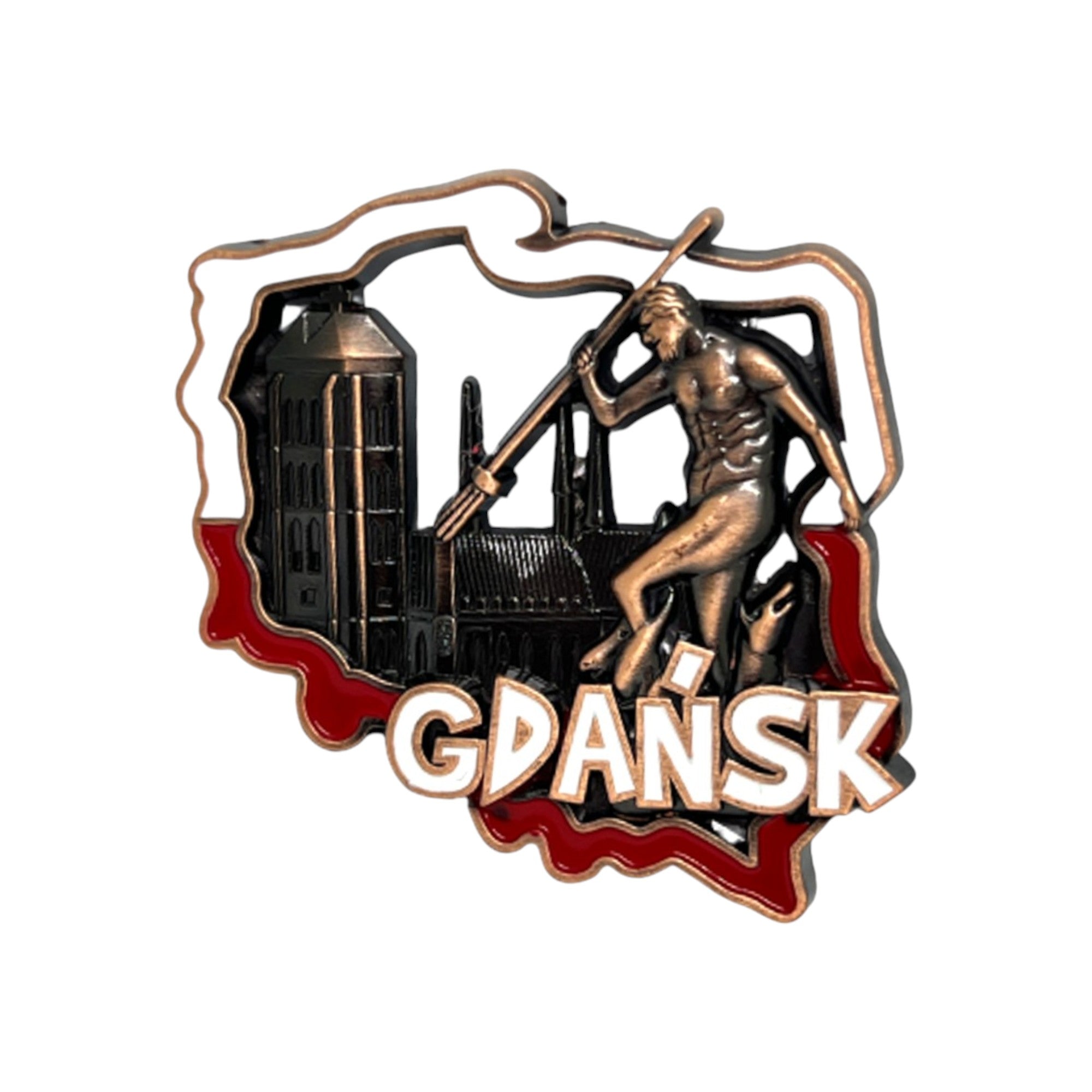 Poland's Contours & Gdansk Landmarks Metal Magnet